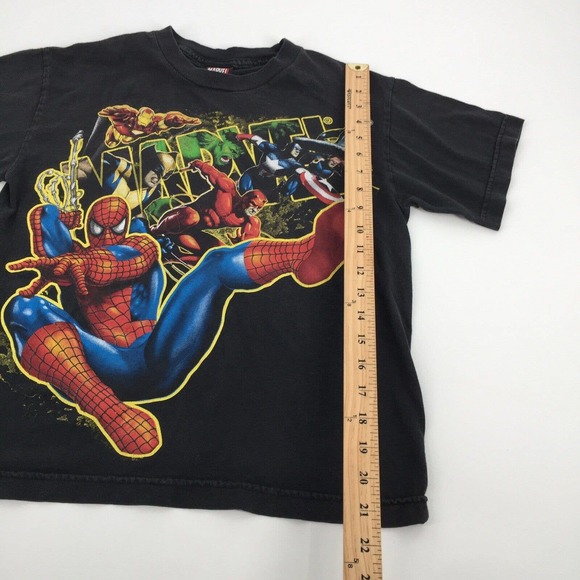 Vintage Marvel Mad Engine Superhero Logi Short Sleeve T-Shirt Medium Youth Black - Picture 5 of 5